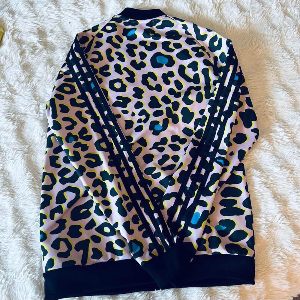 adidas Leopard Print Bomber Jacket - Pink and Blue - Picture 2 of 2
